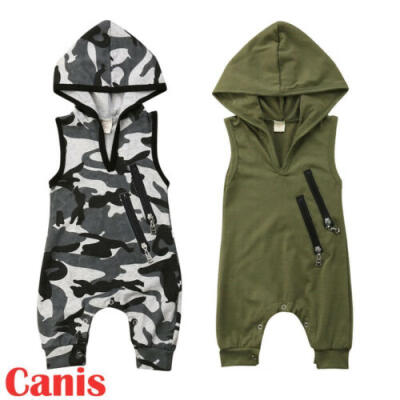 

US Newborn Baby Boy Camo print Clothes Hooded Romper Bodysuit Jumpsuit Outfits