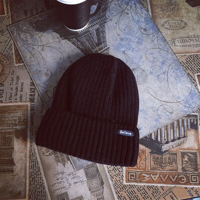 

Hat winter mens&womens warm ear protectors wool hat letters Joker knit Hat Korean casual lovers Turtleneck Hat tide