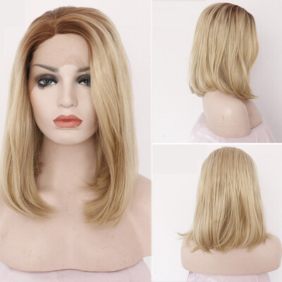 

〖Follure〗Womens Fashion Front lace Wig Gray Synthetic Hair short Wigs Wave straight Wig
