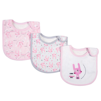 

3 Pack Baby Bibs 100 Organic Cotton Drooling Teething Feeding Bib Soft Super Absorbent With Snap Button For 0-36 Months Girls Boy