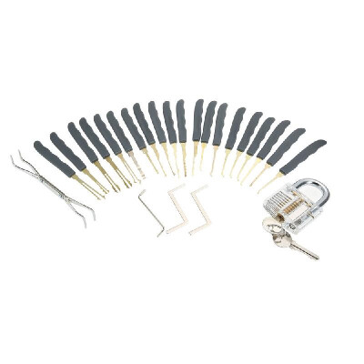 

24pcs Lock Pick Tools with 1 Transparent Practice Lock Stainless Steel Unlocking Tool Locksmith Unlocked Train Set