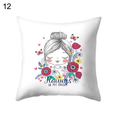 

Lovely Cartoon Girl Pillow Case Cushion Cover Sofa Bed Car Cafe Office Decor