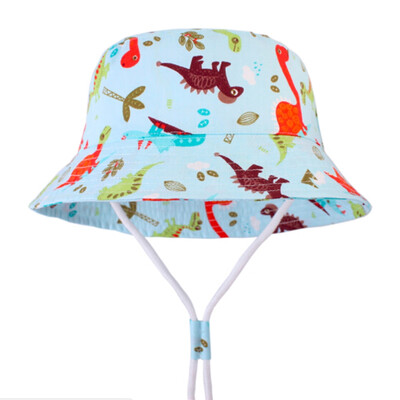 

Fashion Children Boys Girls Cartoon Dinosaur Bucket Hat Cotton Summer Beach Kids Baby Sun Cap Fisherman Hat