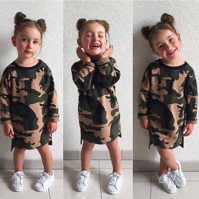 

Newborn Kids Baby Girls Toddler Camo Long Dress Warm Autumn Clothes Casual 0-3T