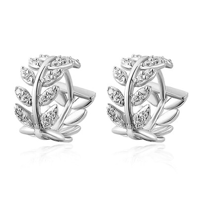 

Exquisite Gold Silver Retro Leaves Diamond Earrings Silver Plated Crystal Zircon Earrings Clip Crystal Earrings