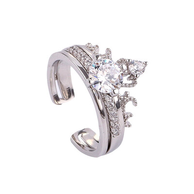 

Princess Crown Couple Rings for women CZ cubic zirconia micro pave setting engagement wedding rings female accessories