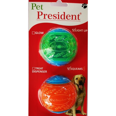 

Pet president 2pcs TPR suit sound ball LED ball pet supplies toy 13176