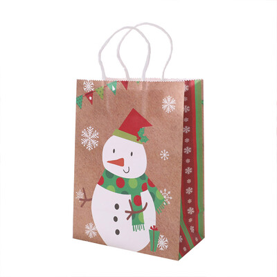 

Christmas Kraft Paper Handle Bags Shopping Carrier Present Gift Festiv