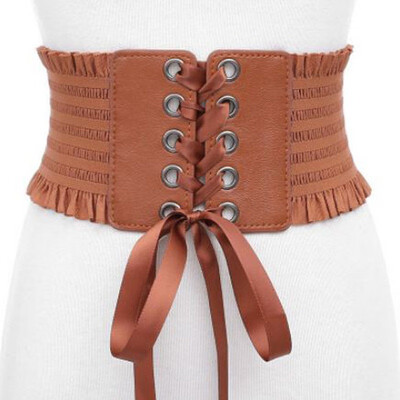 

Women Ladies Soft PU Leather Wrap Around Tie Corset Cinch Waist Wide Dress Belt