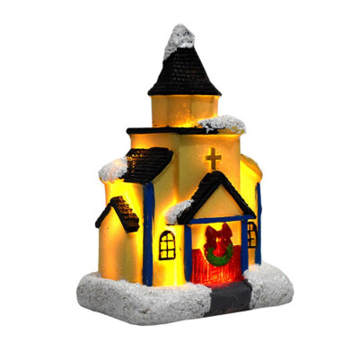 

Clorful LED Flashing Resin Christmas Scene Village Houses Town Battery Operate Christmas Ornamnet