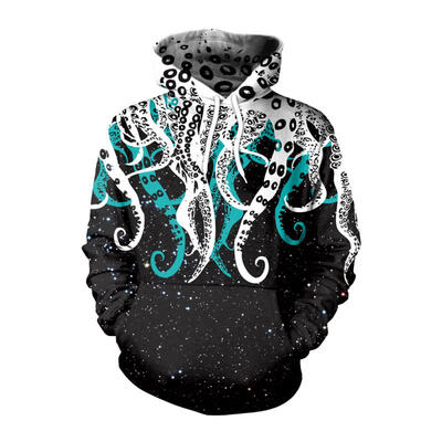 

Fashion Custom 3D Digital Printing Devilfish Style Hooded Sweater Hip Hop Cartoon Autumn Winter Hoodies