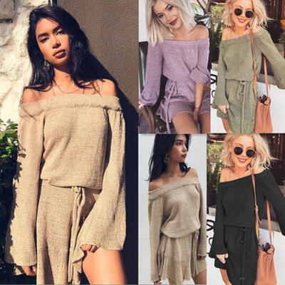 

Women Winter Knitted Jumper Sweater Tops Pullover Knitwear Long Tops Dress