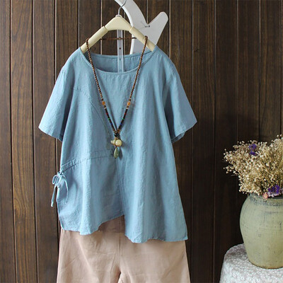

Nomeni Women Crew Neck Short Sleeve Casual Loose Tops Blouse T-shirt