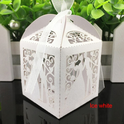 

FUNNYBUNNY 10 PCS Laser Cut Pearl Paper Party Wedding Favor Ribbon Candy Boxes Gift Box Wedding Favors&Gifts