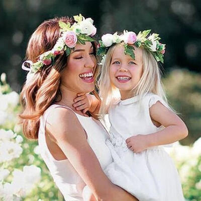 

Rose Flower Crown Festival Headband Wedding Garland Floral Hairband Accessories