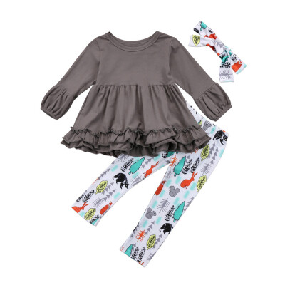 

3PCS Toddler Kids Baby Girls Clothes Long Sleeve Top Dress Pants Leggings Outfits Set