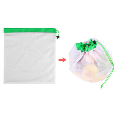 

〖Follure〗1pcs Reusable Produce Mesh Bags Black Rope Vegetable Fruit Toy Storage Pouch