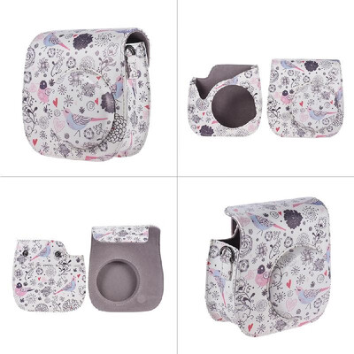 

Andoer Compact Cute Lovely PU Leather Protective Camera Bag Carrying Case Pouch Cover Protector Bird Pattern w Shoulder Strap Alb