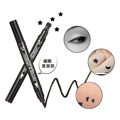 

Double-Head Seal Black Eyeliner Triangle Seal Eyeliner 2 in 1 Waterproof Eyes Make kit with Eyeliner Pen Eyeliner Stamp