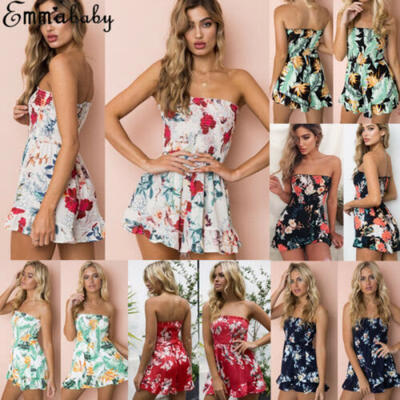 

Womens Holiday Mini Playsuit Clubwear Ladies Jumpsuit Romper Summer Beach Dress