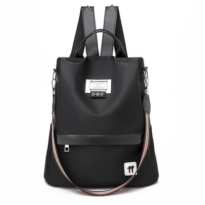 

Waterproof double shoulder bag Korean version 100 fashion waterproof canvas Niujin cloth schoolbag anti-theft backpack
