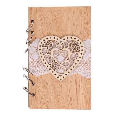 

Wedding Guest Books Wooden Retro Hollow Lace Notebook Name Sign Board Gifts