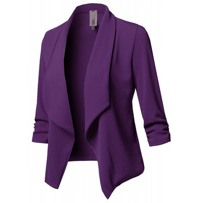 

2019 Womens Casual Stretch 34 Sleeve Open Fit Front Blazer Cardigan Jacket