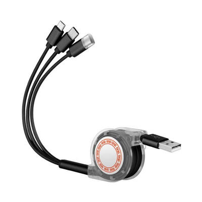 

Portable 3 In 1 TPE USB Data Line 3A Efficient Fast Charging Cable For Android Apple IPhones-1m