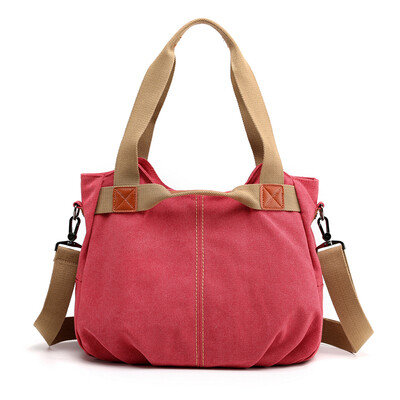 

Womens bag womans canvas handbag large canvas one-shoulder bag retro Korean version large capacity