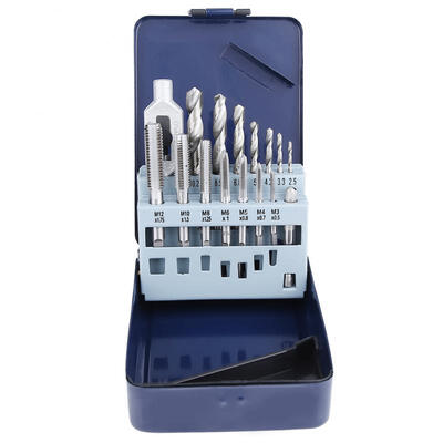 

Greensen 15Pcs Alloy Steel Tap Wrench Screw Taps Twist Drill Bit Set Metal Processing Tools
