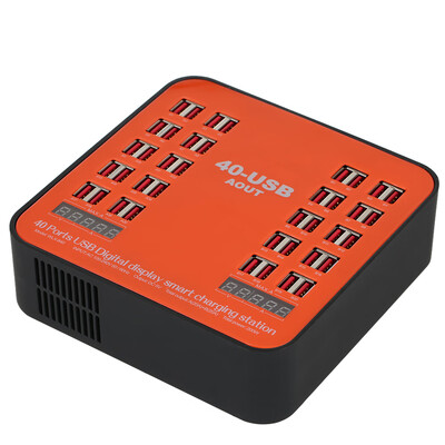 

200W 40-Port USB Wall Charger Dual Digital Display Smart Charging Station with Foldable Plug for iPhone 7S6S5S4S for iPad PDA