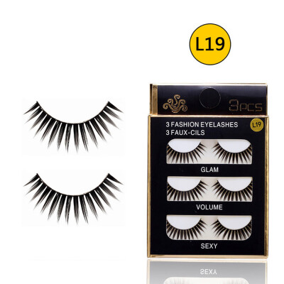 

〖Follure〗Soft 3 Pairs Long Makeup Cross Thick False Eyelashes Eye Lashes Nautral