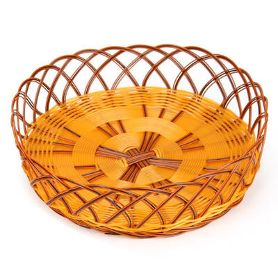 

Simulation Rattan Woven Basket Round Fruit Hollow Storage Box Snack Holder
