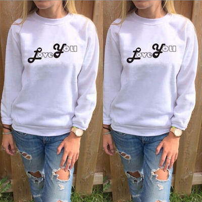 

Women Loose Pullover T Shirt Long Sleeve Cotton Tops Shirt Blouse Hoodies Autumn