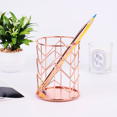 

Toponeto Round Pen Pencil Holder Office Supplies Desk Organizer Iron Makeup Brush Tube
