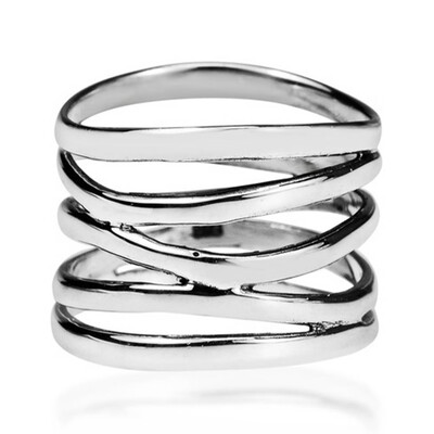 

Punk Style Silver Color Line Winding Shape Rings For Women Creative Design Lady Charming Jewelry