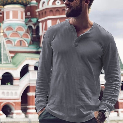 

Toponeto Mens New Style Fashion Pure Long Sleeve Top Fashion Personality Blouse Top