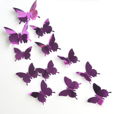 

JPGIF 12PCS Butterfly Silver Mirror Decoration Home Room Art 3D DIY Wall Stickers