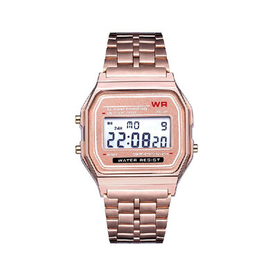 

LED Digital Watch Harajuku style Fashionable Stylish Multifuncional Wristwatch with Steel Strap Band