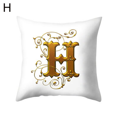 

26 Golden A to Z Alphabet Flower Soft Pillow Case Cushion Cover Home Sofa Decor