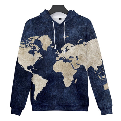 

Tailored Womens Autumn Long Sleeve O Neck World Map Printing Casual Hooded Sweater