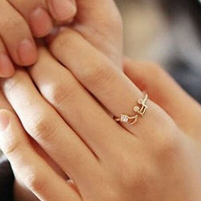 

2019Popular Originality Gift Female Rhinestone Note Thread Opening Adjustable Open Ring