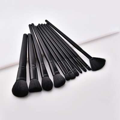 

〖Follure〗11PCS Wood Handle Synthetic Oblique Top Buffer Brush For Face Liquid Foundation