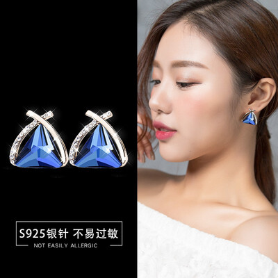 

925 silver earrings ladies wild personality temperament crystal earrings atmospheric earrings