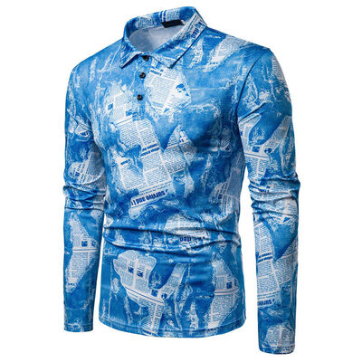 

Fashion Casual Long Sleeve Printed Shirts Formal Slim Fit Shirt Tops Blouse T-Shirt