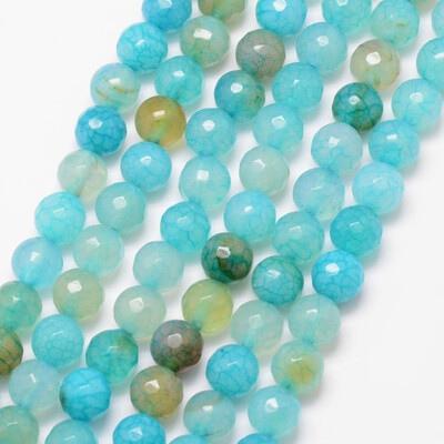 

Natural Crackle Agate Bead Strands Round Grade A Faceted Dyed & Heated Turquoise 8mm Hole 1mm about 47pcsstrand 15"