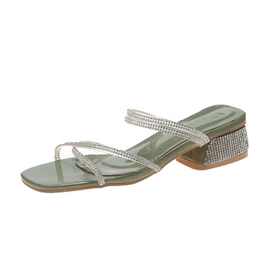 

Sandals with Skirts Summer Crystal Medium-heeled Fairy Wind Evening Shoes