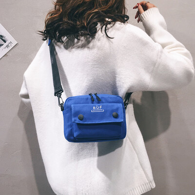 

2019 new Korean version of the wild letter printing shoulder bag ins canvas bag female slung casual broadband student bag