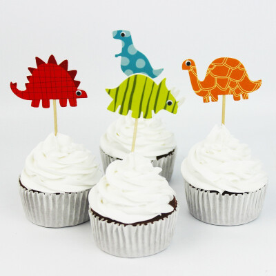 

FUNNYBUNNY 24 Pcs Dinosaur Cupcake Picks Cupcake Toppers Food Fruit Picks for Decoration Happy Birthday Cake Topper Cupcake