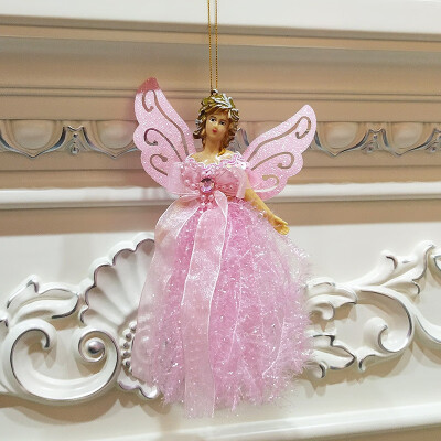 

New Christmas Pendants Angel Dolls With Glittery Wings Decorative Hanging Figurine Ornaments Holiday Gift Decorations